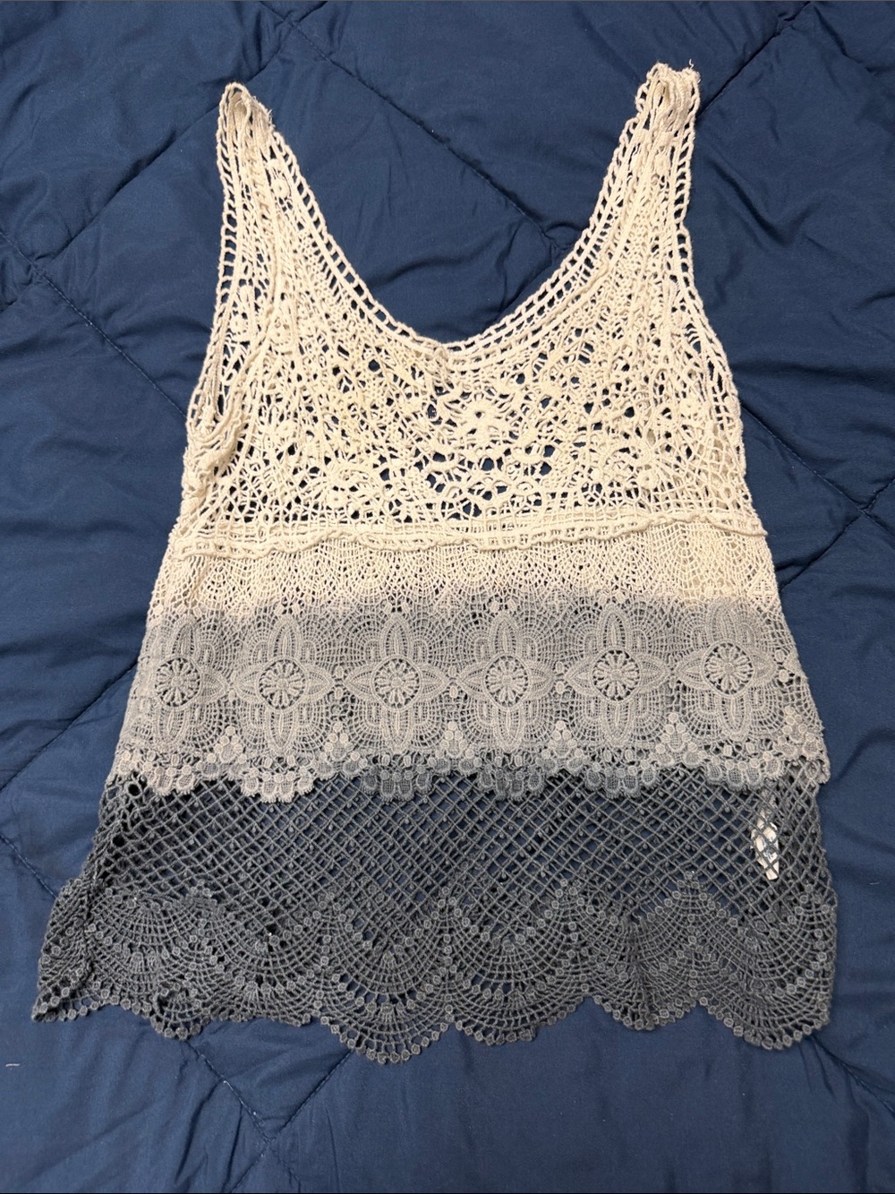 American Eagle Outfitters Crochet Ombre Camisole in Cream and Gray
